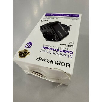  УЦ Переходник сетевой BOROFONE BAC14 Wide 1-socket wall outlet (1C2A) черный (плохая упаковка) 