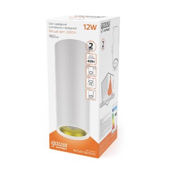  Светильник GAUSS Overhead HD012 12 Вт, 3000К, белый/золото 