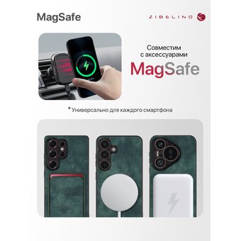  Чехол на Samsung S25 Plus (5G) с поддержкой Magsafe с картхолдером, защита камеры, зеленый (Самсунг Галакси S25 Плюс) 