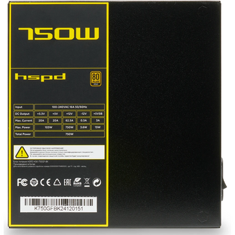  Блок питания HSPD HSK-750GF-BK 750W 80+ Gold (ATX, 2.52, Full modular, 1x24(20+4)pin mesh 550mm, 1xCPU*2 8(4+4)pin 650+150mm, 2xPCIe*2 8(6+2)pin 