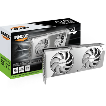  Видеокарта INNO3D RTX5070 Twin X2 ОС White 12GB (N50702-12D7X-195064W) GDDR7 192bit 3xDP HDMI 2Fan RTL 