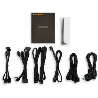  Блок питания HSPD HSK-850GF-BK 850W 80+ Gold (ATX, 2.52, Full modular, 1x24(20+4)pin mesh 550mm, 1xCPU*2 8(4+4)pin 650+150mm, 2xPCIe*2 8(6+2)pin 