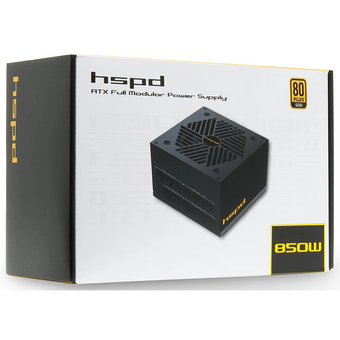  Блок питания HSPD HSK-850GF-BK 850W 80+ Gold (ATX, 2.52, Full modular, 1x24(20+4)pin mesh 550mm, 1xCPU*2 8(4+4)pin 650+150mm, 2xPCIe*2 8(6+2)pin 