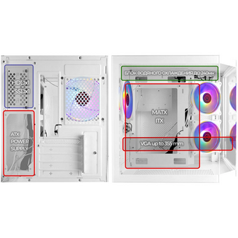  Корпус Ginzzu V290 White 3*Fan 12LD4 