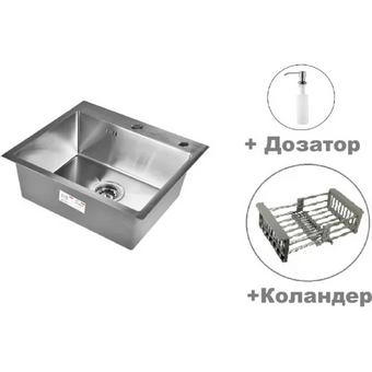  Кухонная мойка Wisent WS35044 Black с коландером, дозатором и сифоном 