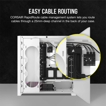  Корпус Corsair iCUE 5000D RGB Airflow (CC-9011243-WW) без БП, White, Midi-Tower, TG, 3x120mm 2xUSB-A 3.2, 1xUSB Type-C, E-ATX, ATX, mITX 