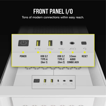  Корпус Corsair iCUE 5000D RGB Airflow (CC-9011243-WW) без БП, White, Midi-Tower, TG, 3x120mm 2xUSB-A 3.2, 1xUSB Type-C, E-ATX, ATX, mITX 
