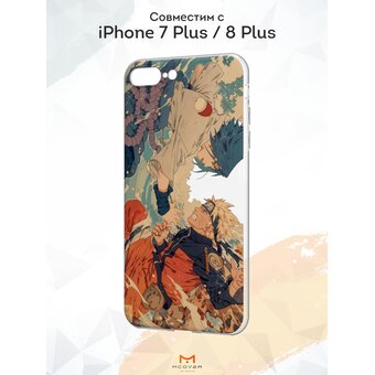  Силиконовый чехол Mcover для iPhone 7 Plus/8 Plus (Айфон 7 плюс 8 плюс), Саске и Наруто. Схватка 