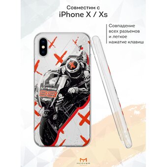  Силиконовый чехол Mcover для iPhone XS/X (Айфон Икс (Икс Эс), Мотогонщик 