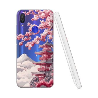  Силиконовый чехол Mcover для Redmi Note 7 (Редми 7), Пагода и Фудзи 