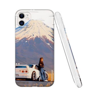  Силиконовый чехол  Mcover для iPhone 11 (Айфон 11), Девушка и Фудзи 