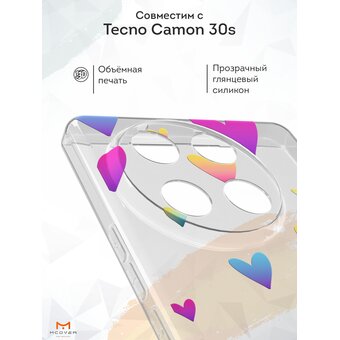  Силиконовый чехол Mcover для Tecno Camon 30s / 30s Pro, Сердца 