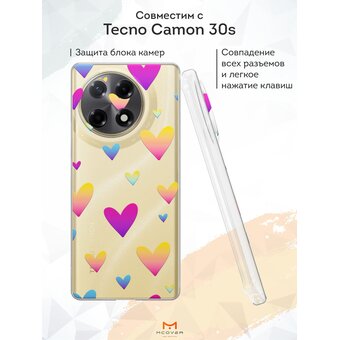  Силиконовый чехол Mcover для Tecno Camon 30s / 30s Pro, Сердца 