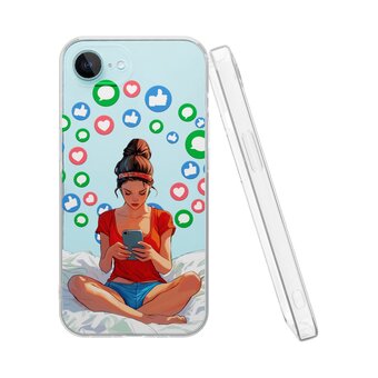  Силиконовый чехол Mcover для iPhone 16E, Девушка и лайки 