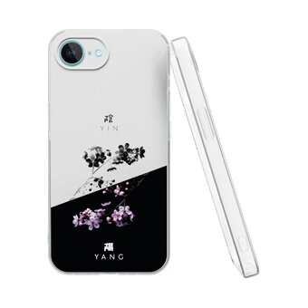  Силиконовый чехол Mcover для iPhone 16E, ЧБ веточки цветов 