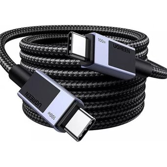  Кабель UGREEN L512 (45065) USB-C 2.0 to USB-C 2.0 PD Fast Charging 5A Cable 3m Black/Gray 