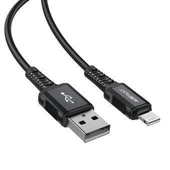  Кабель ACEFAST C4-02 USB-A to Lightning aluminum alloy charging data cable (1.8m) Black 