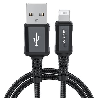  Кабель ACEFAST C4-02 USB-A to Lightning aluminum alloy charging data cable (1.8m) Black 