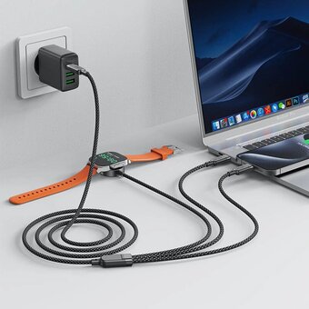  Кабель ACEFAST AF-C6-11-BK USB-C 3-In-1 100W Intelligent Balance Charging Data Cable Black 