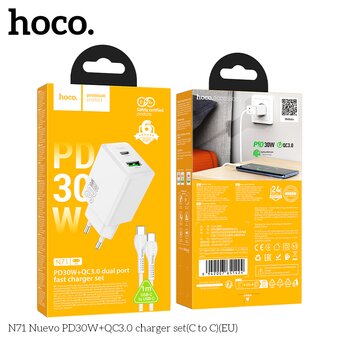 СЗУ HOCO N71 Nuevo PD30W+QC3.0 C to C белый 