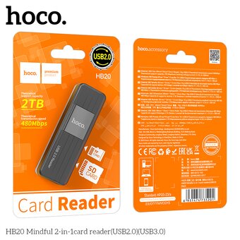  Переходник HOCO HB20 Mindful 2-in-1card reader USB2.0 черный 