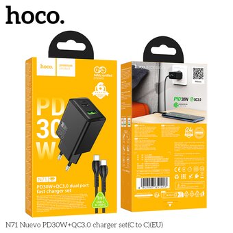  СЗУ HOCO N71 Nuevo PD30W+QC3.0 C to C черный 