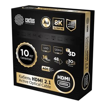  Кабель аудио-видео Cactus CS-HDMI-AOC-2.1-30 HDMI(m)/HDMI(m) 30м позолоч.конт. черный 