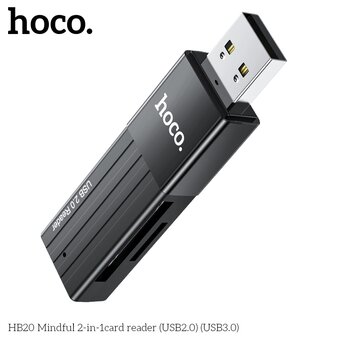  Переходник HOCO HB20 Mindful 2-in-1card reader USB2.0 черный 
