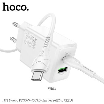  СЗУ HOCO N71 Nuevo PD30W+QC3.0 C to C белый 