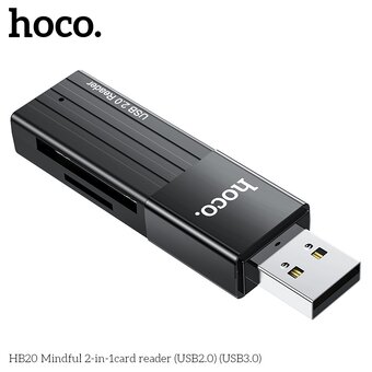  Переходник HOCO HB20 Mindful 2-in-1card reader USB2.0 черный 