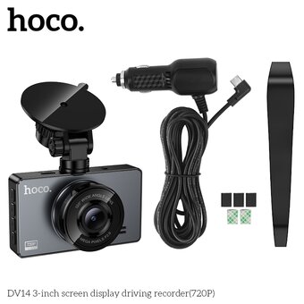  Видеорегистратор HOCO DV14 3-inch screen display 720P серый 