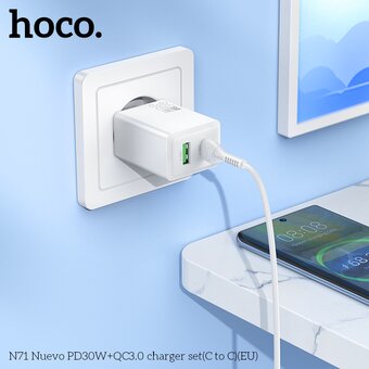 СЗУ HOCO N71 Nuevo PD30W+QC3.0 C to C белый 
