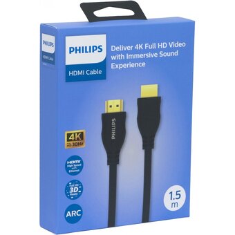  Кабель HDMI Philips SWV2110/56 1.4 Gold plated, PVC HDMI:4Kx2K@30Hz 32AWG OD6.0mm 1.5M, Black 