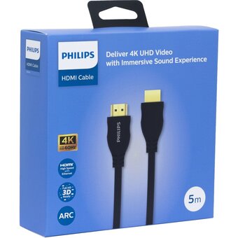  Кабель HDMI Philips SWV4150/56 2.0 PVC HDMI:4Kx2K@60Hz 28AWG OD6.5mm 5M, Black 