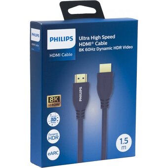  Кабель HDMI Philips SWV7110/56 2.1 PVC HDMI:8K4K2K 7,680X4,320(60p)/3,840X2,160(120p) 30AWG OD6.0 1.5M, Gray 