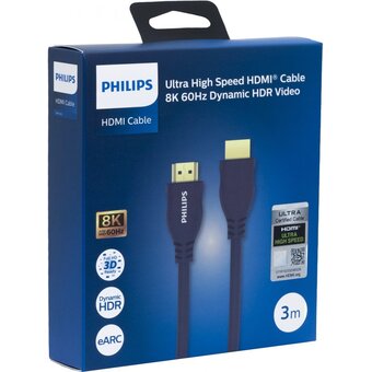  Кабель HDMI Philips SWV7130C/56 2.1 Ultra High Speed HDMI (R) 28AWG OD6.5mm 3M, Gray 