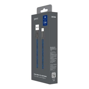  Дата-кабель PERO DC-04 8-pin Lightning, 2А, 1м Blue-black 