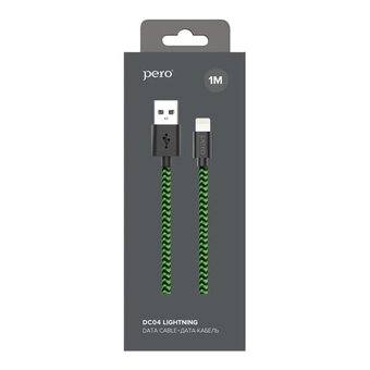  Дата-кабель PERO DC-04 8-pin Lightning, 2А, 1м Green-black 