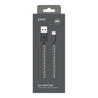  Дата-кабель PERO DC-04 micro-USB, 2А, 2м Silver-black 