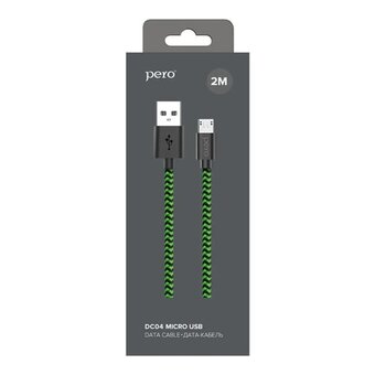  Дата-кабель PERO DC-04 micro-USB, 2А, 2м Green-black 