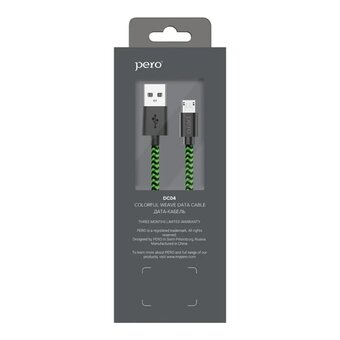  Дата-кабель PERO DC-04 micro-USB, 2А, 2м Green-black 