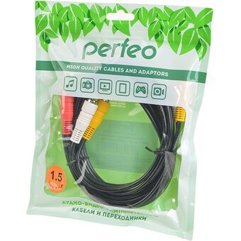  Кабель Perfeo R3103 3RCA-3RCA (1.5м) 
