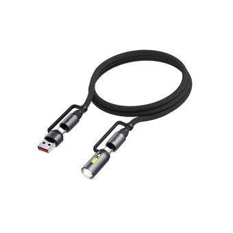  Кабель ACEFAST AF-J5-BK Multi-Function Charging Data Cable USB-A+ USB-C+ Led Light Black 