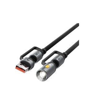  Кабель ACEFAST AF-J5-BK Multi-Function Charging Data Cable USB-A+ USB-C+ Led Light Black 