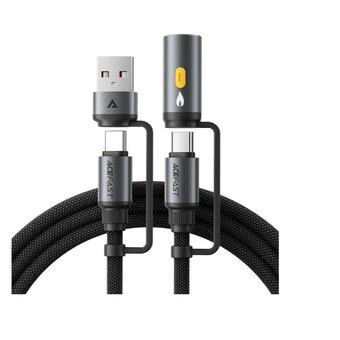  Кабель ACEFAST AF-J6-BK Multi-Function Charging Data Cable USB-A+ USB-C+ Cigarette Lighter Black 