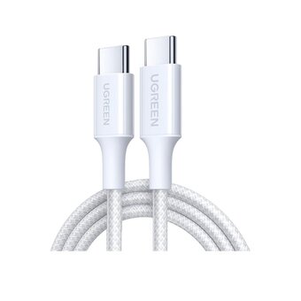  Кабель UGREEN L501 (35218) 60W USB-C to USB-C PD Fast Charging Braided Cable 3A Max 1m White 