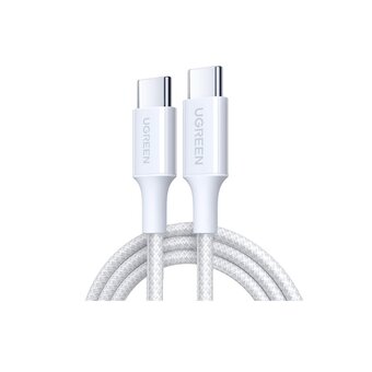 Кабель UGREEN L501 (35219) 60W USB-C to USB-C PD Fast Charging Braided Cable 3A Max 2m White 