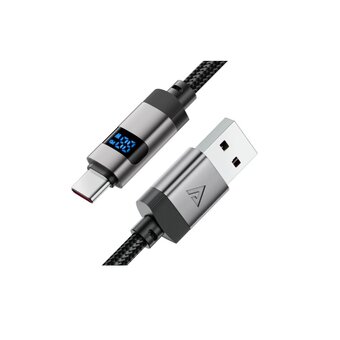  Кабель ACEFAST AF-C15-04-BK USB-A To USB-C Zinc Alloy Digital Display Braided Charging Data Cable Black 