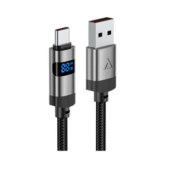  Кабель ACEFAST AF-C15-04-BK USB-A To USB-C Zinc Alloy Digital Display Braided Charging Data Cable Black 
