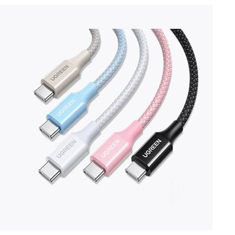 Кабель UGREEN L501 (65248) 60W USB-C to USB-C PD Fast Charging Braided Cable 3A Max 2m Titanium-like Colo 